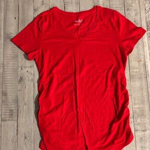 Red V-Neck Maternity Tee